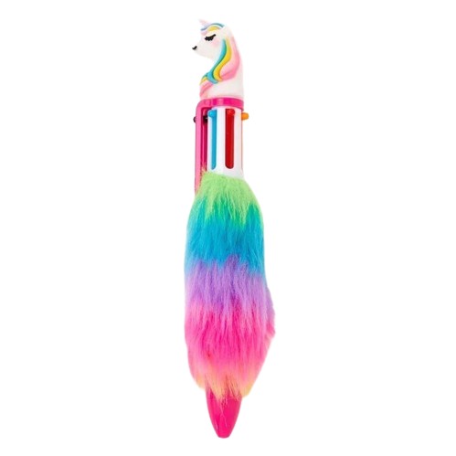 Guľôčkové pero UNICORN 6 farieb v 1 viacfarebné s kožušinkou