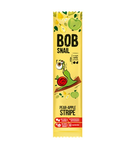 BOB SNAIL Stripe snack jablko hruška 100% ovocie bez konzervantov 14g.