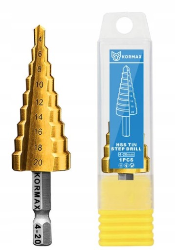 HSS TIN rovný stupňový vrták 4-20mm Kormax