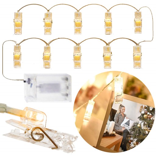 KLIPY NA FOTOLAMPY 10 LED DEKORATÍVNYCH FOTOKLIPOV S KLIPOM