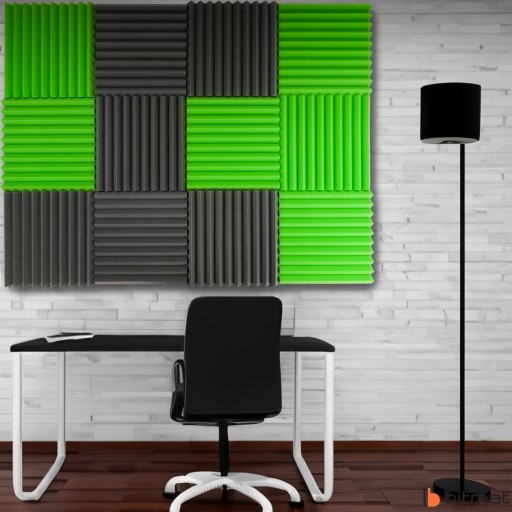 3D akustický nástenný panel, ZELENÝ absorbér, trojuholník, nástenný panel