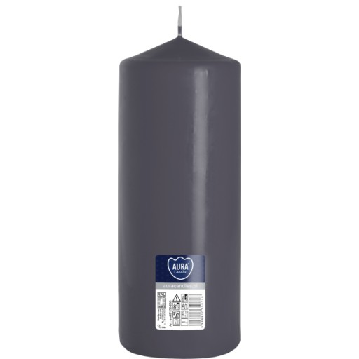Sviečka valcová BISPOL Aura 90H 20CM SW80/200 ŠEDÁ
