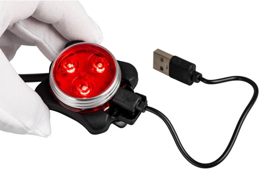 LED ZADNÁ BICYKLE LAMPA USB zadná + BATÉRIA