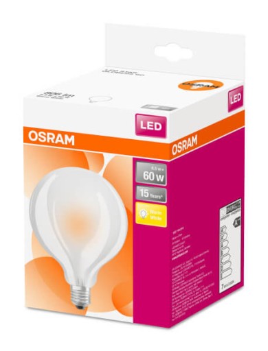 LED guľôčková žiarovka 6,5W 60W E27 2700K 806lm Osram