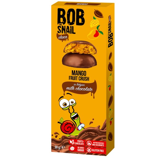 Mangový snack v mliečnej čokoláde BOB SNAIL
