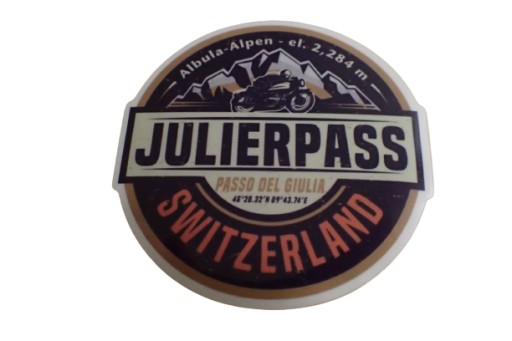 NÁLEPKA JULIERPASS ŠVAJČIARSKO 6,6 x 6,6 cm UNIKÁTNA KOLEKCIA