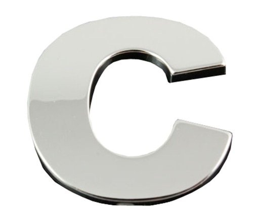 Nálepka Emblém Chrome 3D Číslo Písmeno Písmeno C
