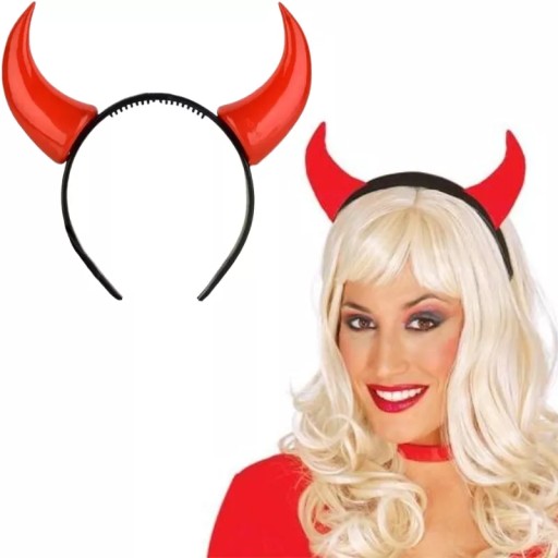 červená páska do vlasov DEVIL HORNS, unisex čiapka HALLOWEEN