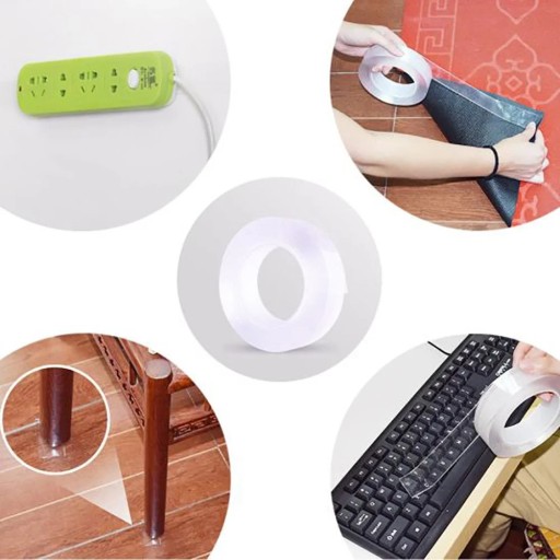OBOJSTRANNÁ OPÄTOVNE POUŽITEĽNÁ NANO GRIP 5M priehľadná priehľadná páska