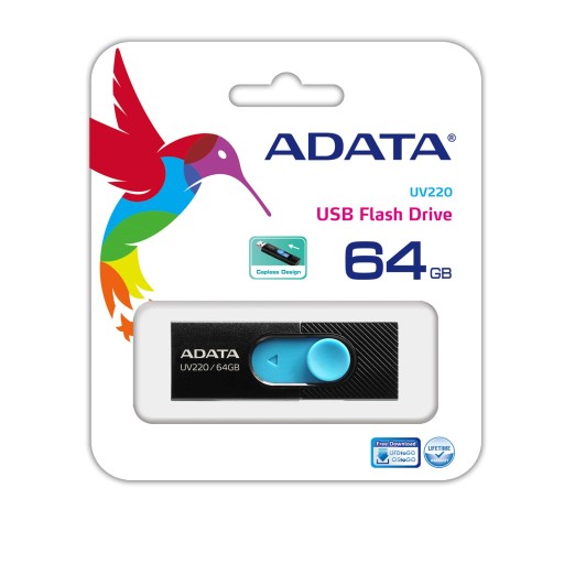 ADATA Pendrive UV220 64GB USB2.0 Čierna a modrá