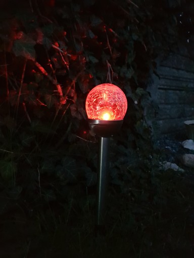 Záhradné svietidlo SOLAR BALL sklo 8cm LED COLD + RGB