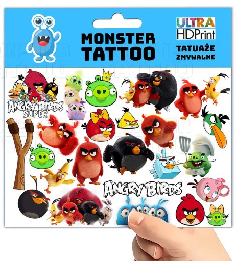UMÝVAJÚCE DOČASNÉ TETOVANIE PRE DETI ANGRY BIRDS ORIGINÁLNE DIZAJNY