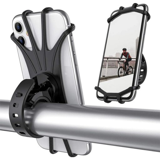 SILNÝ GUMOVÝ DRŽIAK NA BICYKEL PRE MOTOR SMARTFÓNU OTOČENIE 360° až o 6,5