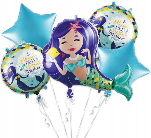 Fóliový balón Rainbow TAIL MERMAID Ariel Mermaid 1.-9. narodeniny BIG HEL 82