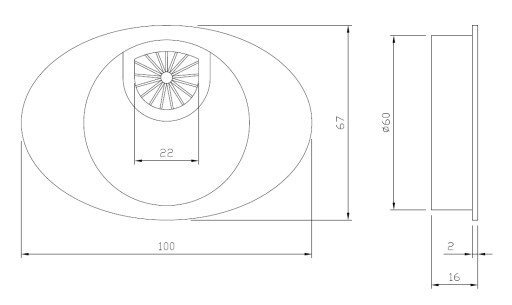 Oválna káblová priechodka, priemer 60 mm, matná čierna - KD-60/O AMIX