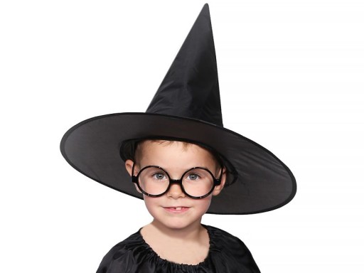 SET WIZARD, ČIERNY KLOBÚK, OKULIARE, 2 ks.