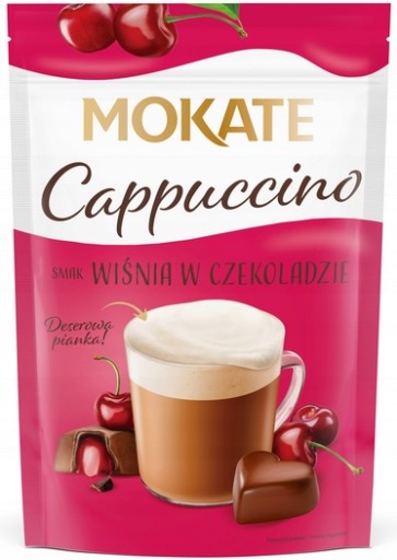 Kávový nápoj Káva Cappuccino Čerešňa v čokoláde 110g Mokate pena