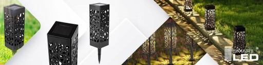 Solárne LED záhradné svietidlá, vložené do záhrady, vonkajšie, teplé farby, vzory