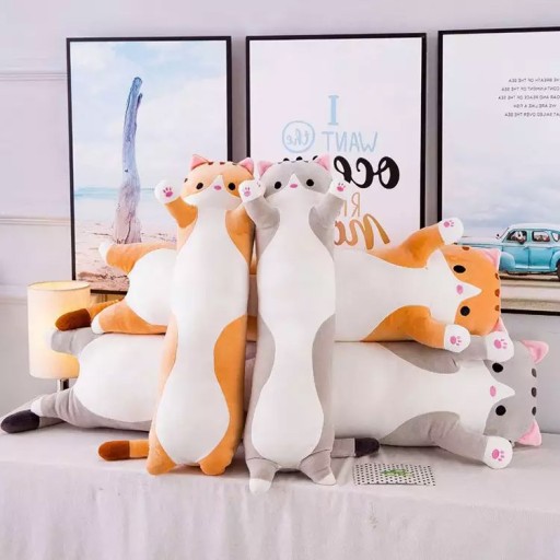 MASKOT, PLYŠOVÁ HRAČKA, DLHÝ MAČIČKA, PUDLIČKA, KLAMÁKA 50cm, HRAČKA, VANKÚŠ, HRUBÝ