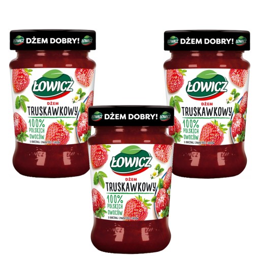 Jahodový džem Łowicz Ovocný s nízkym obsahom cukru menej cukru 3x 280g