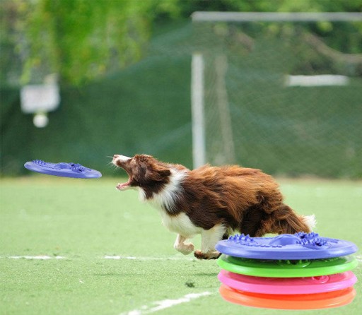 FRISBEE LIETAJÚCI KOTOUČ PRE PSOV, HRUBÁK, ÚSTUPOVÁ HRAČKA