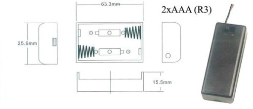 KOŠ NA BATÉRIE TYP 2XAAA 1X1,5V KRYT A VYPÍNAČ