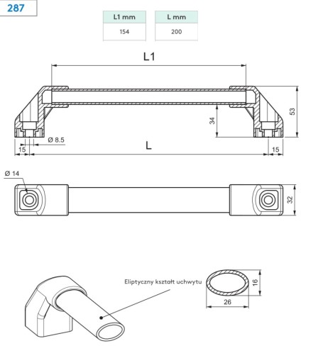 Rukoväť Wobimat Industrial 200x32mm hliník