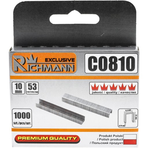 ZOŠÍVAČKY TYP 53 (530/A) 10mm 1000 ks RICHMANN