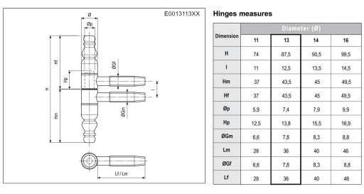 Skrutkovací pánt dverí s ozdobným čapom 7,4 mm, barokovo hnedý