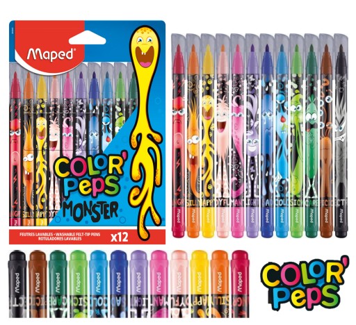 Popisovacie perá 12 farieb Maped ColorPeps Monster
