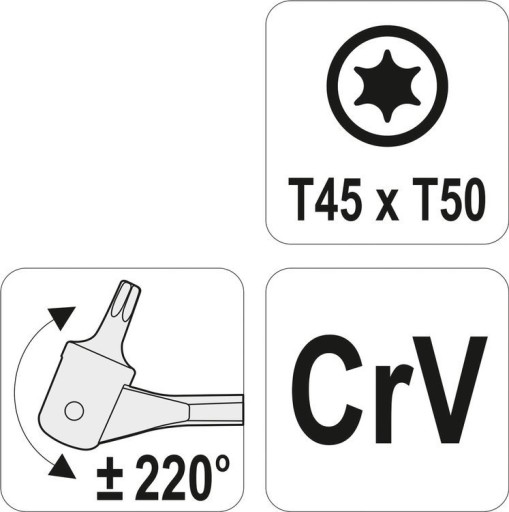 TORX KĽÚČ T45 x T50 KĹBOVÝ CRV OCEL YATO