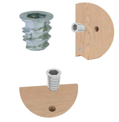 Zásuvka 10x M5 x 10 mm, oceľová nábytková vložka skrutkovaná do dreva