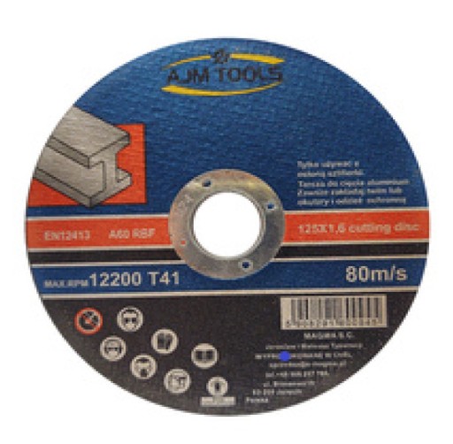 Oceľový rezací kotúč na kov 5 ks kotúče 125x1,6 125mm AJM TOOLS kov