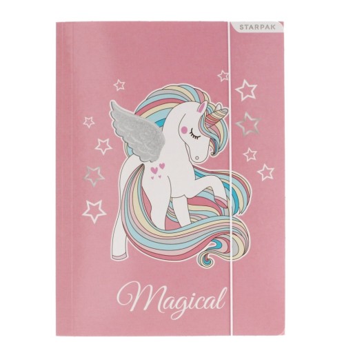 Školské leporelo A4 s gumičkou pre deti PAPIEROVÉ skladačky UNICORN STARPAK