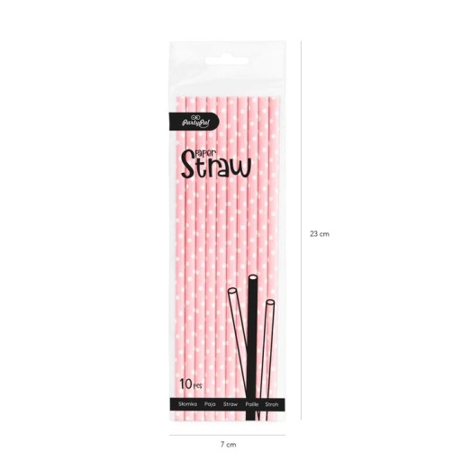 PAPIEROVÉ SLAMKY 10 ks, RUŽOVÉ S BODKAMI, 20 cm