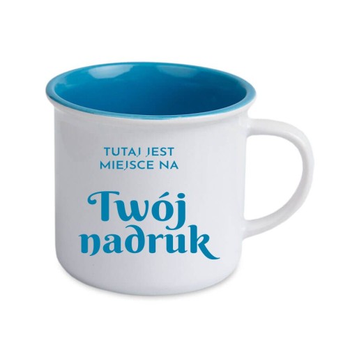 Retro keramický hrnček, 250 ml, s ľubovoľnou potlačou, modré vnútro