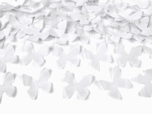 SHOOTING TUBE BUTTERFLY konfety biely hodvábny papier 60 cm na svadobnú hostinu