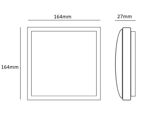 POVRCHOVÁ DOSKA LED 164x164 Štvorcová ČIERNA 12W 4000K 800lm ECO LIGHT