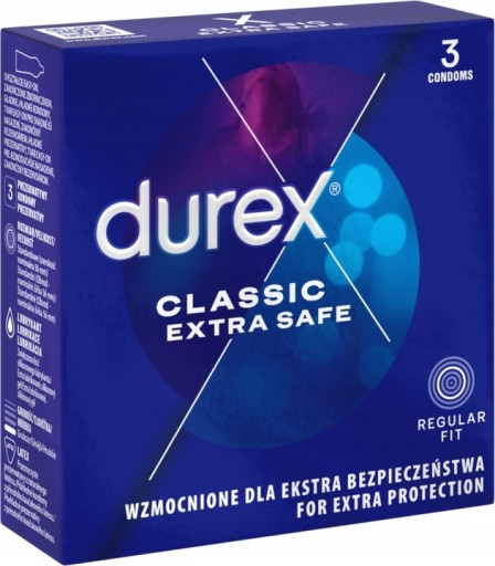 Kondómy DUREX EXTRA SAFE CLASSIC, 3 kusy