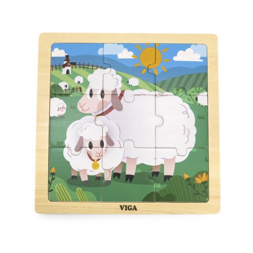 VIGA Handy Drevené puzzle s ovečkou 9 dielikov.