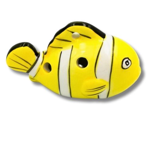 mini OCARINA keramická NEMO RYBA žltá 6 otvorov rukoväte okaríny