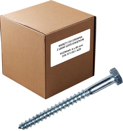 Skrutky skrutky do dreva s kľúčom 8 x 80 mm DIN571 1kg POZINKOVANÁ ŠESTIHRANNÁ HLAVA