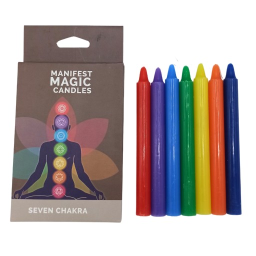 Zámerné sviečky 7 čakier ČAKRA farebné 7 kusov magické rituálne sviečky