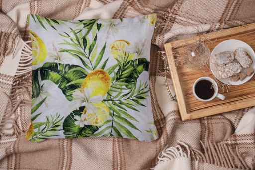 Obliečka na vankúš JASIEK VANKÚŠ 40x40 LEMON FLOWERS potlač polyester