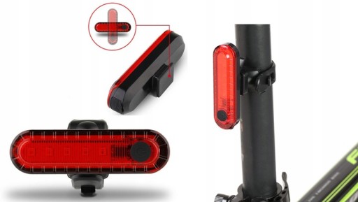 LED svetlo na bicykel 50lm zadné, zadná USB sedlovka