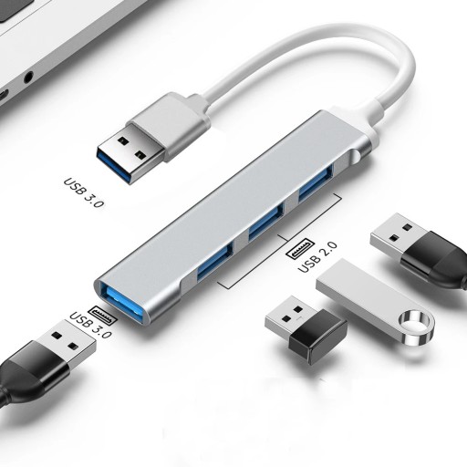 HUB USB 3.0 USB SPLITTER HLINÍKOVÝ USB SPLITTER 4 PORTY 4x USB 4v1