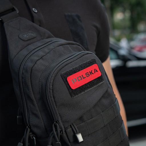 NÁŠIVA ZNAK POĽSKA LASEROVÝ REZANÝ VELCRO M-Tac 25x80 ČERVENÁ ČIERNA