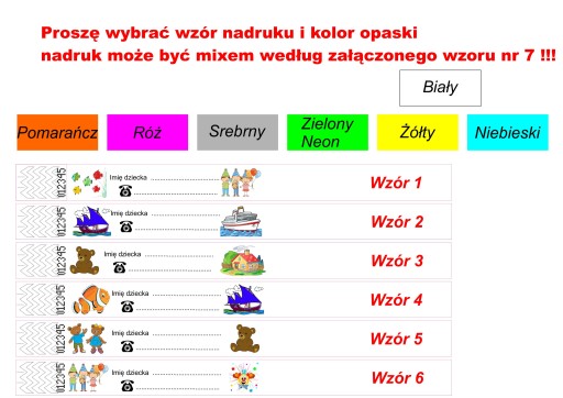 Identifikačný náramok pre dieťa, 10 ks.