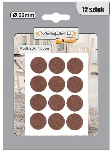 Okrúhle plstené podložky pod nábytok 22 mm, 12 kusov