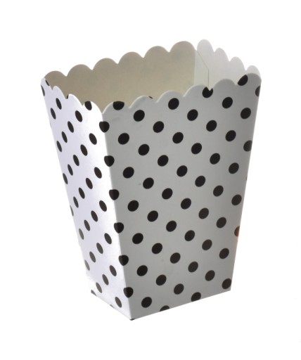 POPCORN PAPIEROVÁ KRABIČKA biele a čierne bodky 0,8 L eko sladkosti 6 ks